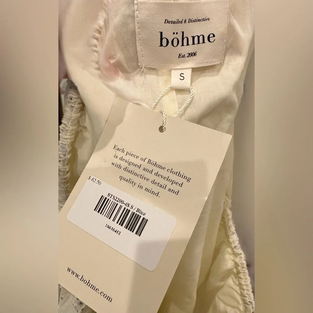 NWT BOHME Blue Floral Swiss Dot Tiered Maxi Skirt ruffle eyelet hem pockets - Picture 4 of 6